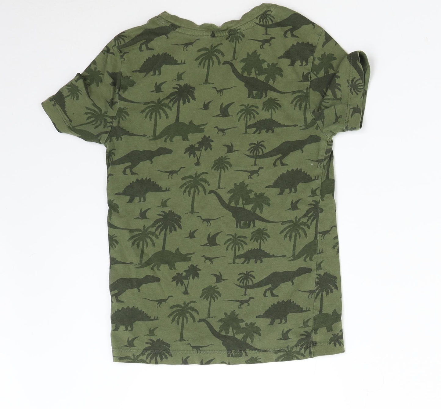 H&M Boys Green   Basic T-Shirt Size 6-7 Years  - Dinosaurs