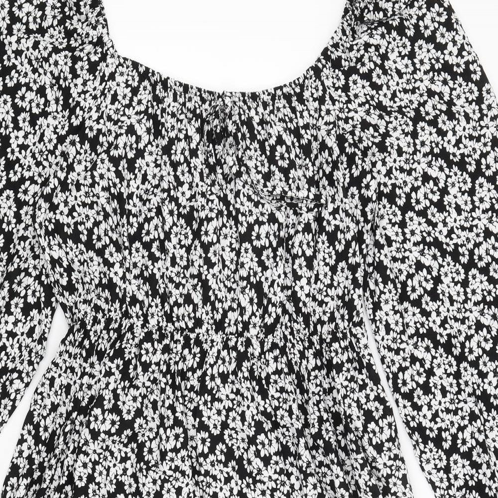 Papaya Womens Black Floral  Fit & Flare  Size 16