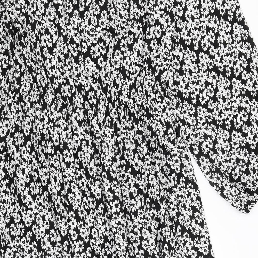 Papaya Womens Black Floral  Fit & Flare  Size 16