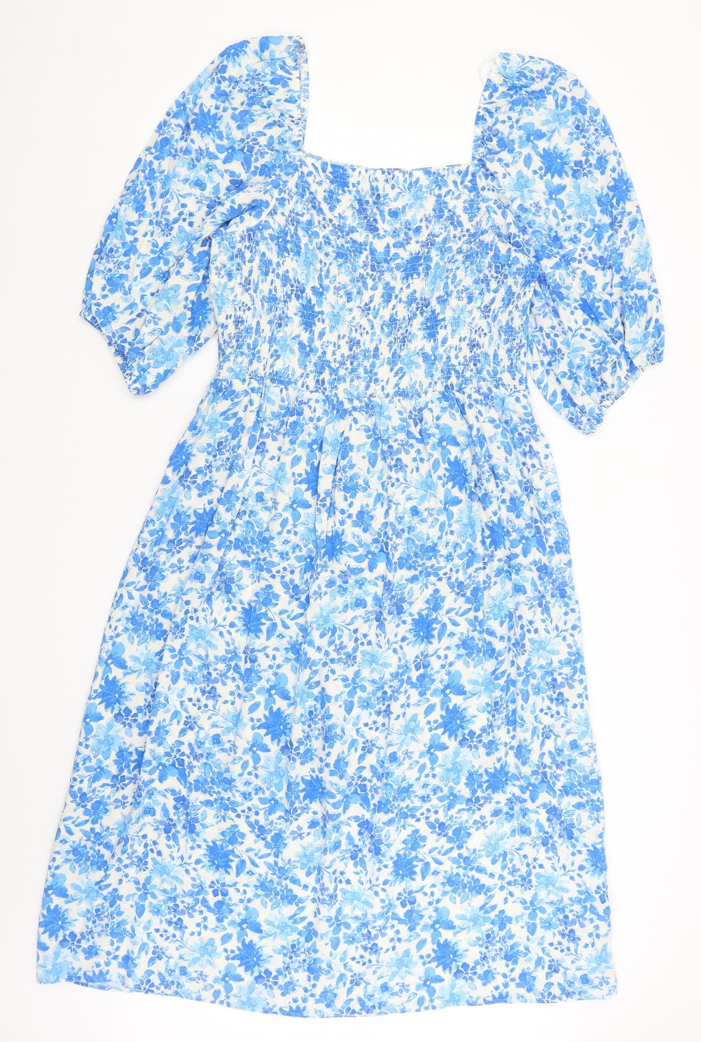 F&F Womens Blue Floral  Fit & Flare  Size 16
