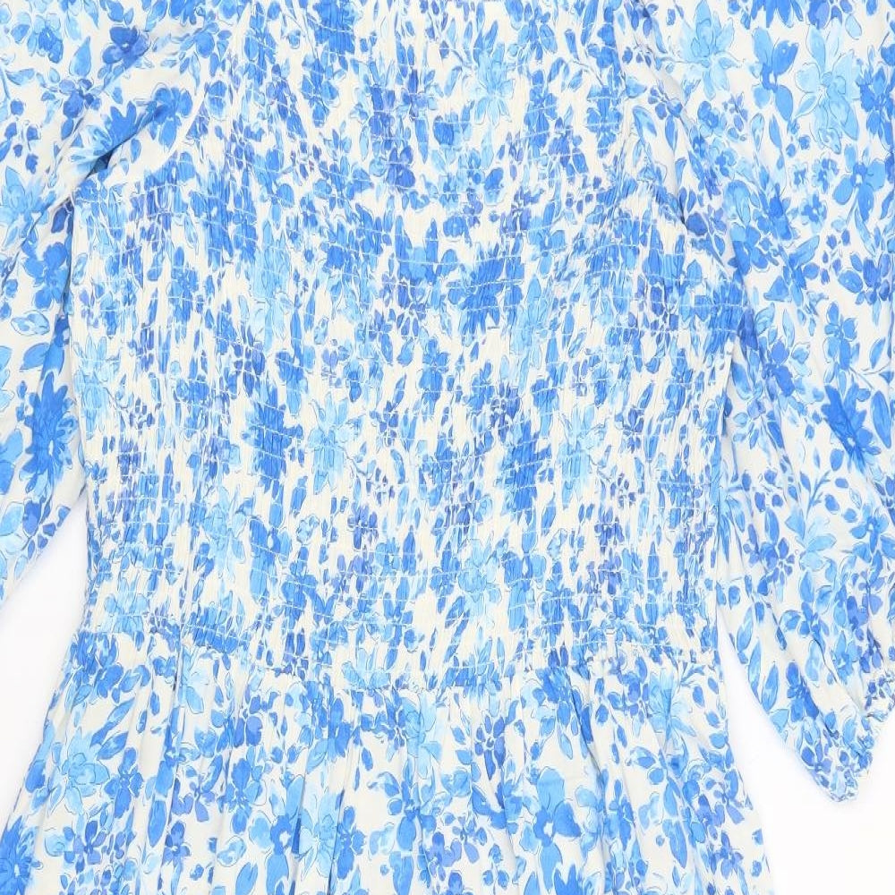 F&F Womens Blue Floral  Fit & Flare  Size 16