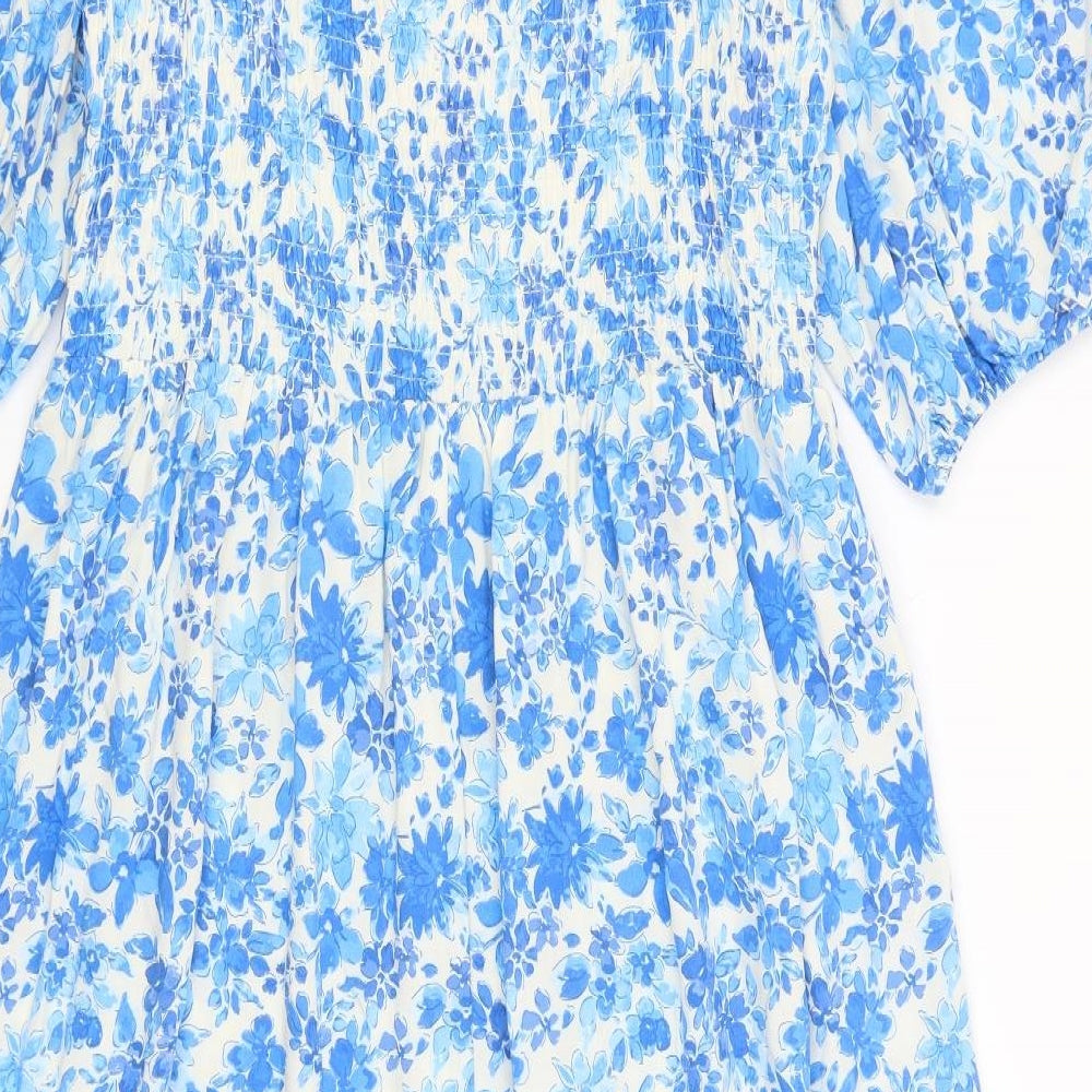 F&F Womens Blue Floral  Fit & Flare  Size 16
