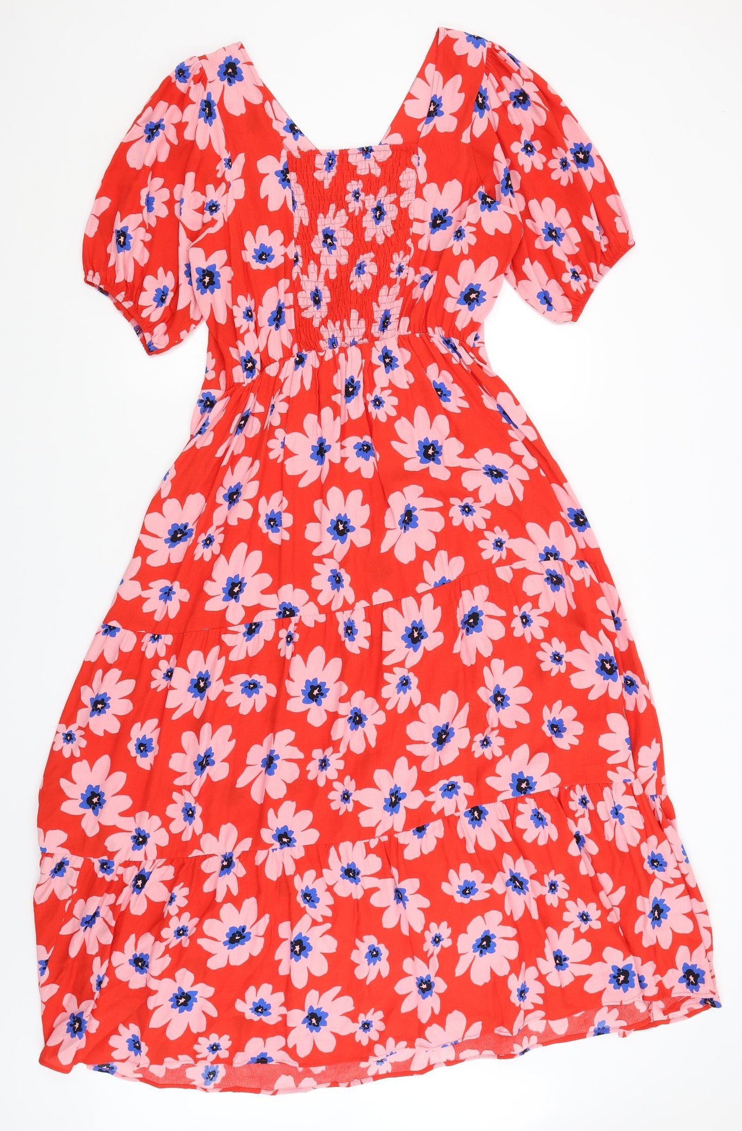 F&F Womens Red Floral  Fit & Flare  Size 16