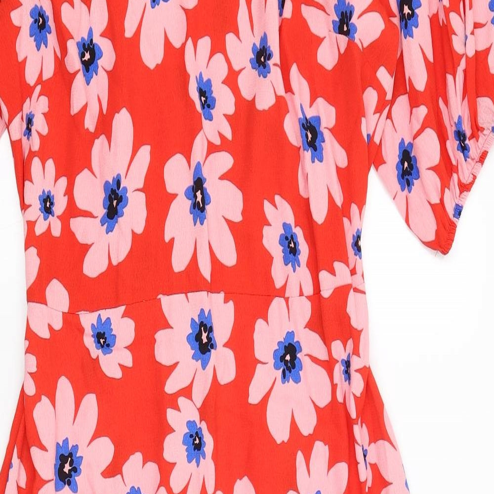 F&F Womens Red Floral  Fit & Flare  Size 16