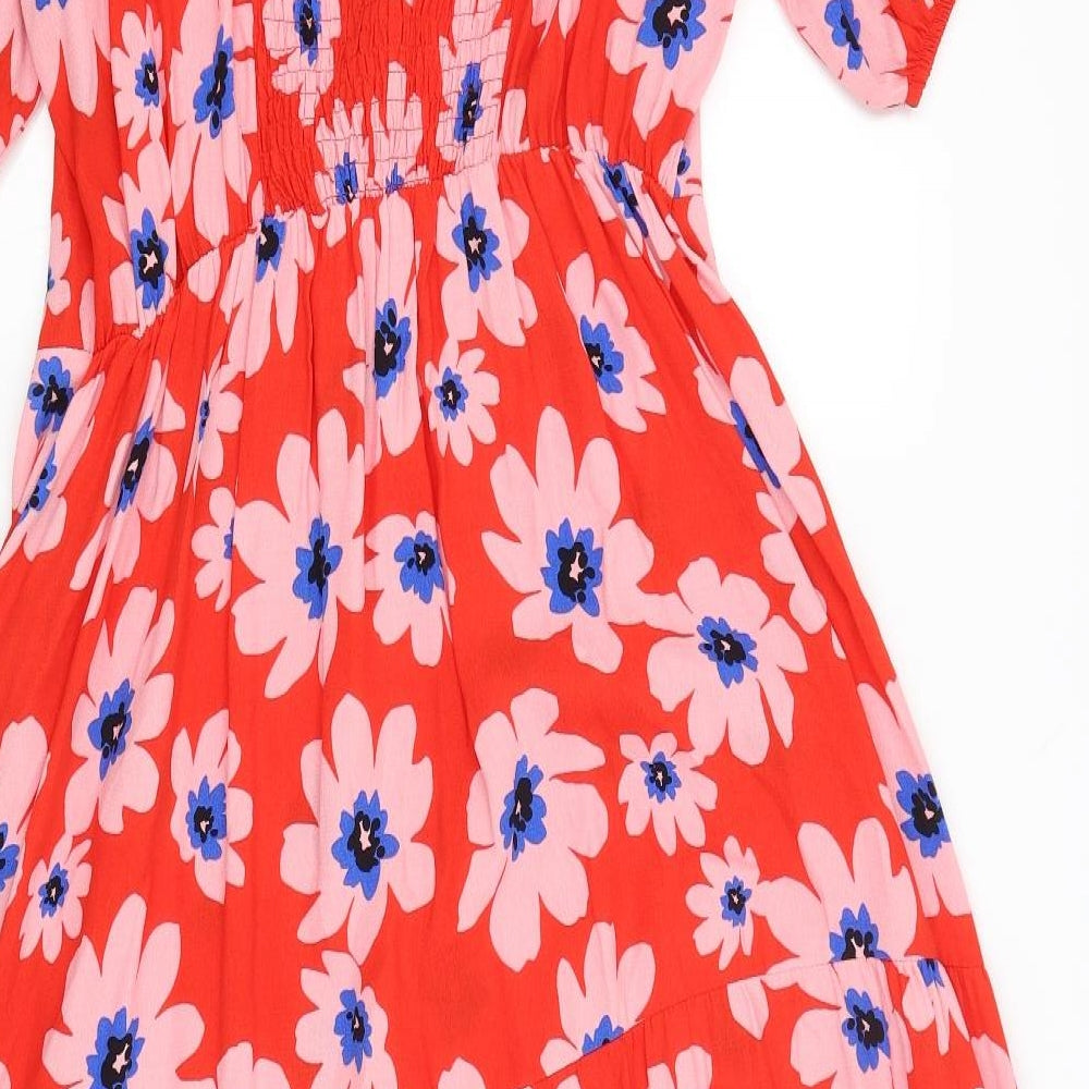 F&F Womens Red Floral  Fit & Flare  Size 16