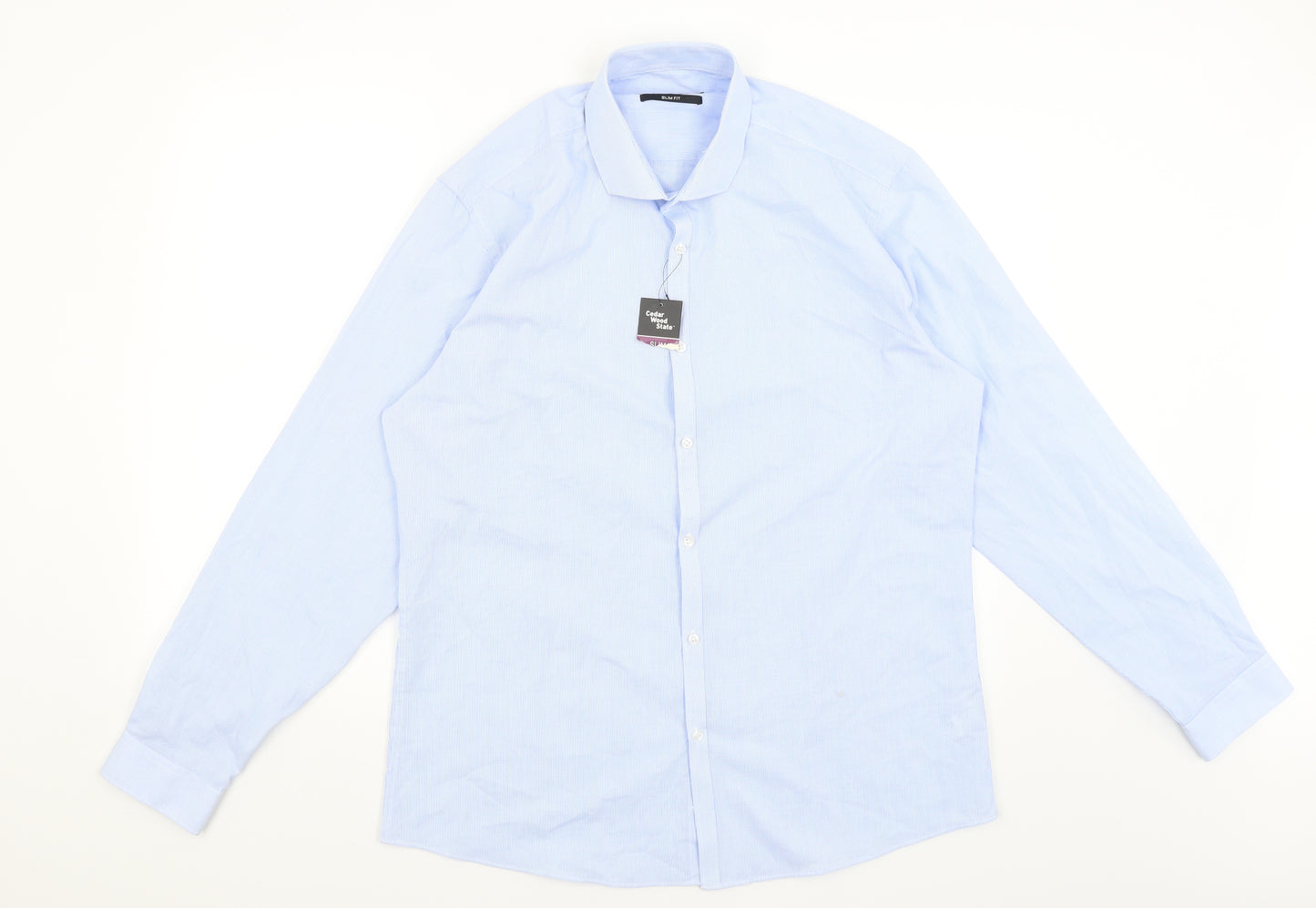 Cedar Wood State Mens Blue Check   Dress Shirt Size 16.5