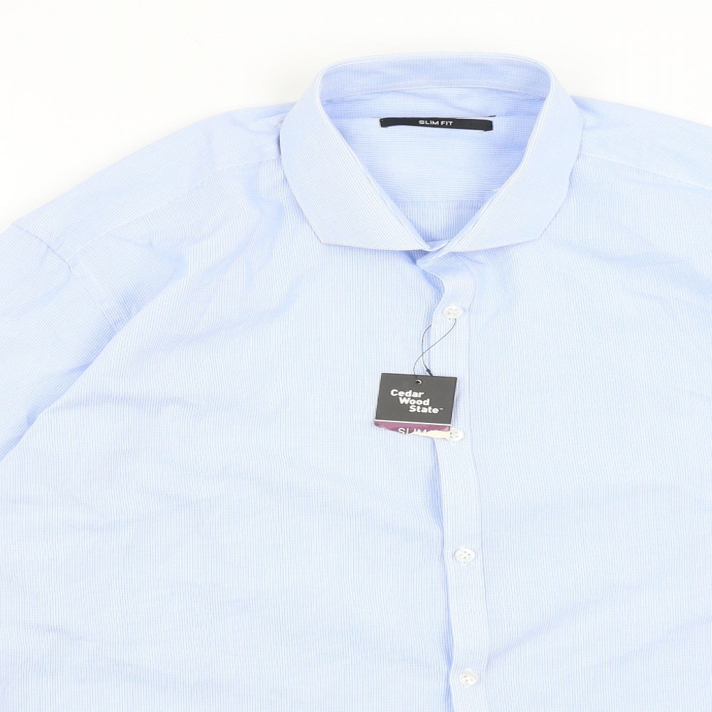 Cedar Wood State Mens Blue Check   Dress Shirt Size 16.5