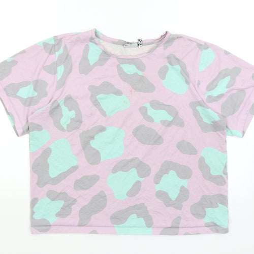 ASOS Womens Pink Animal Print  Trousers Outfit/Set Size 8 L22 in