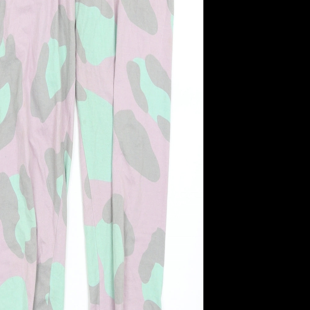 ASOS Womens Pink Animal Print  Trousers Outfit/Set Size 8 L22 in