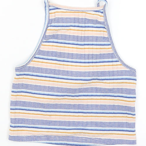 New Look Womens Blue Striped  Cropped Tank Size 6