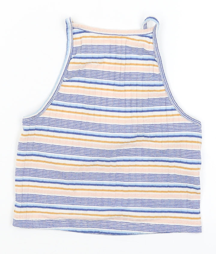 New Look Womens Blue Striped  Cropped Tank Size 6