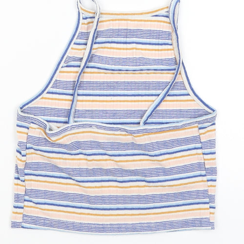 New Look Womens Blue Striped  Cropped Tank Size 6