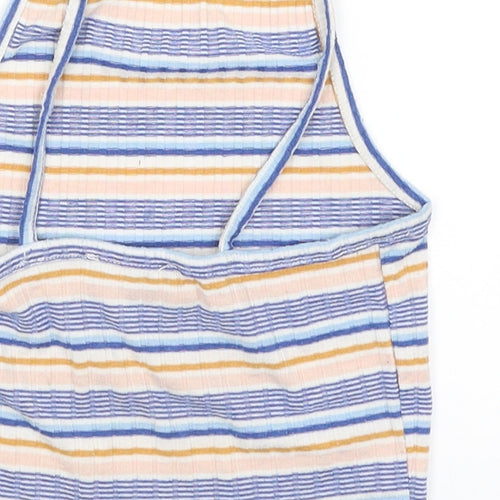 New Look Womens Blue Striped  Cropped Tank Size 6