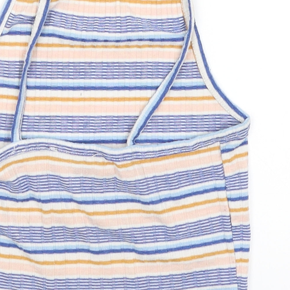 New Look Womens Blue Striped  Cropped Tank Size 6