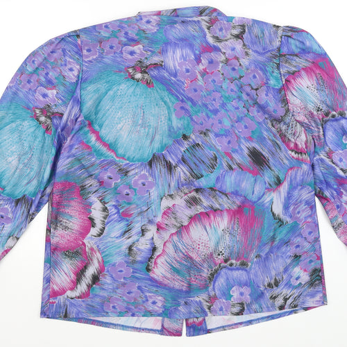 Classic Woman Womens Blue Floral  Basic Button-Up Size 20