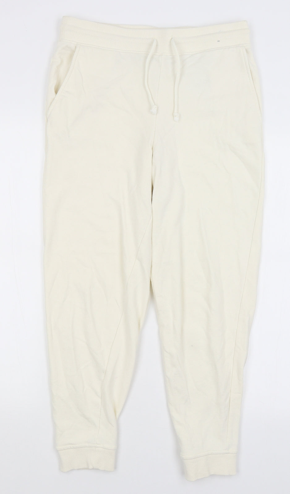 M&S Womens Ivory   Jogger Trousers Size 12 L24 in
