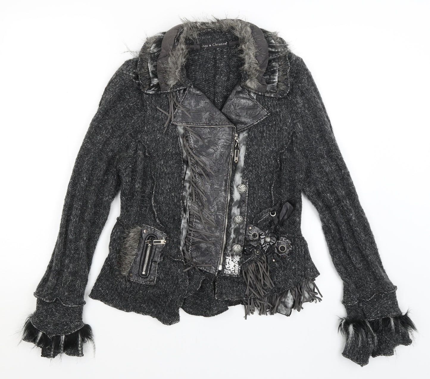 Juju & Christine Womens Grey   Full Zip Jumper Size L