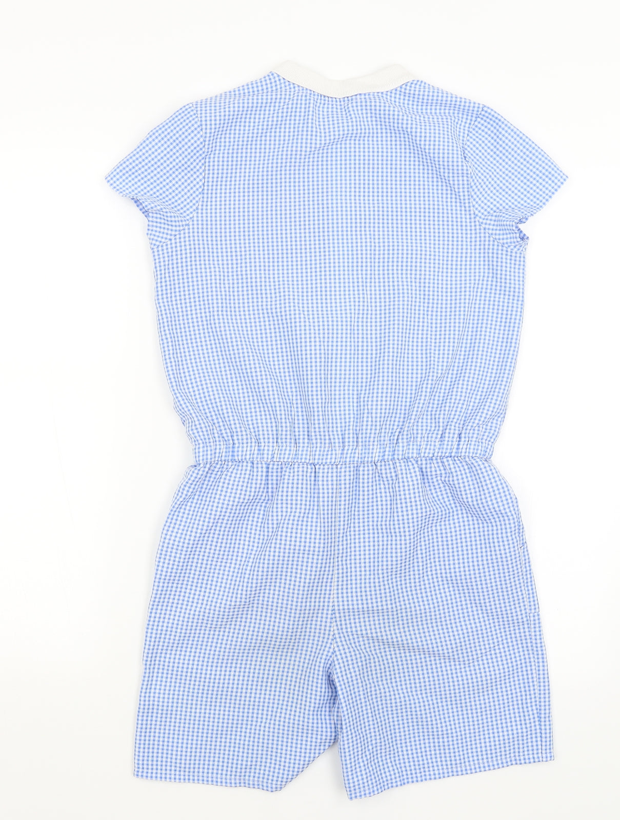 George Girls Blue Check  Romper One-Piece Size 11-12 Years