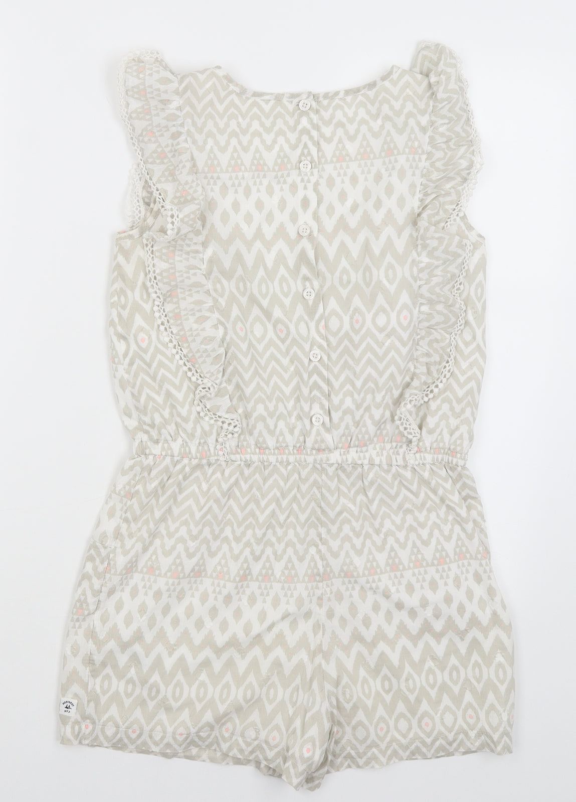 Mantaray Girls White Geometric  Romper One-Piece Size 12 Years