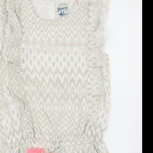 Mantaray Girls White Geometric  Romper One-Piece Size 12 Years