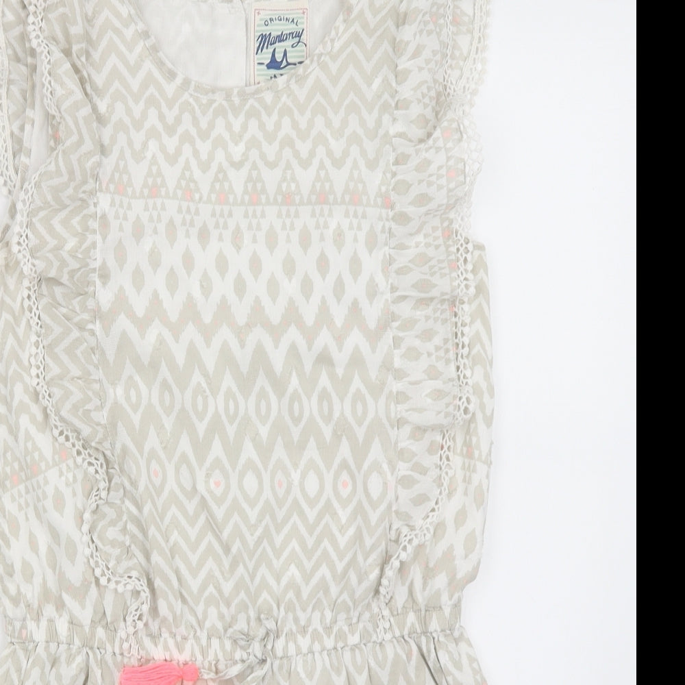 Mantaray Girls White Geometric  Romper One-Piece Size 12 Years