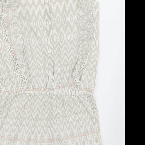 Mantaray Girls White Geometric  Romper One-Piece Size 12 Years