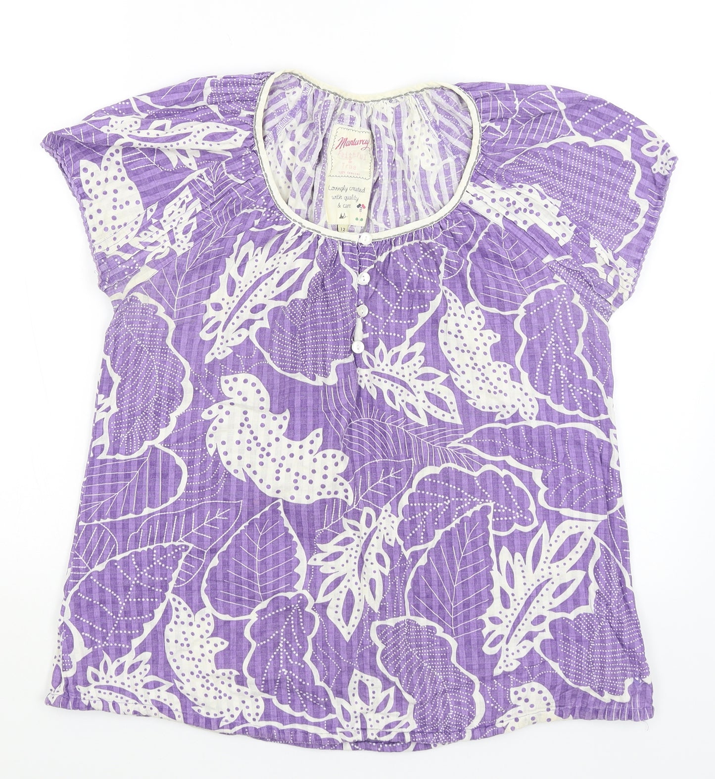Mantaray Womens Purple Floral  Basic T-Shirt Size 12