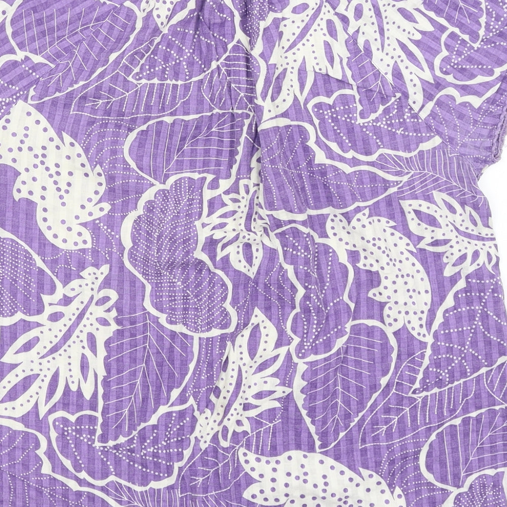 Mantaray Womens Purple Floral  Basic T-Shirt Size 12