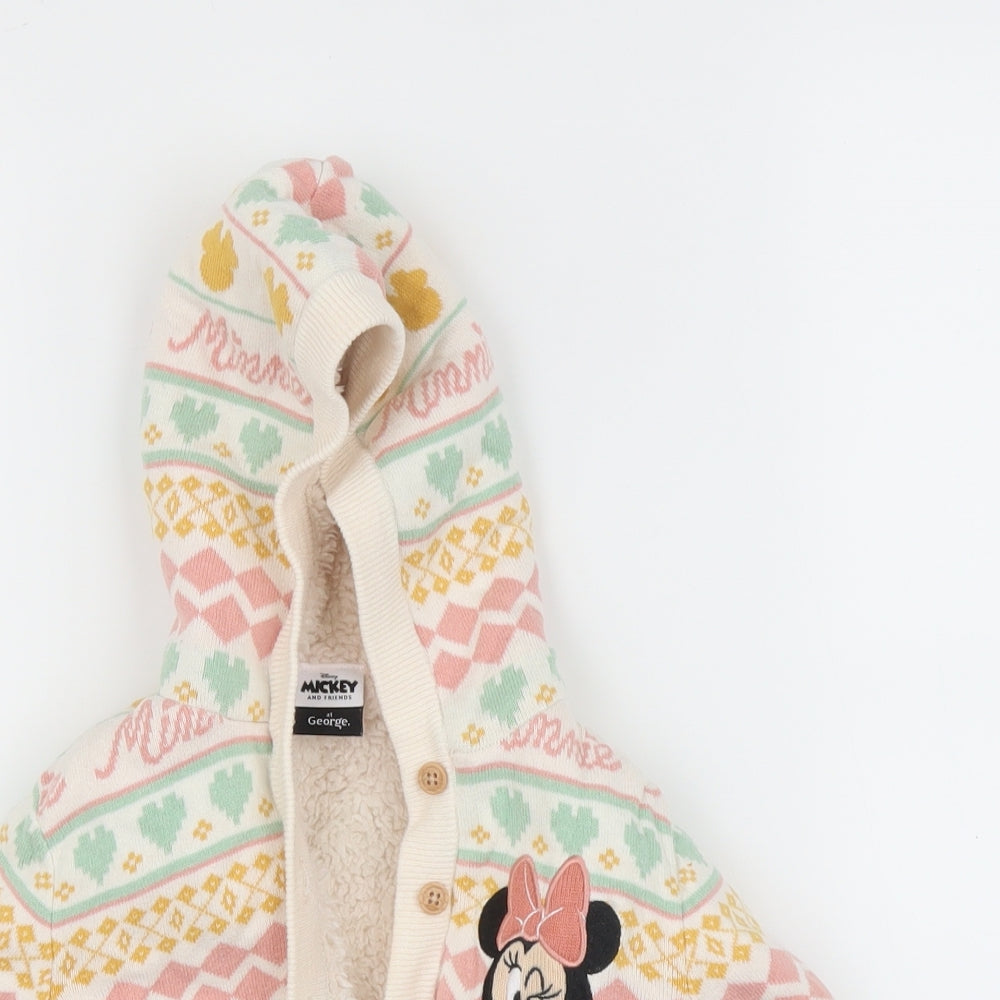 George Girls Multicoloured Argyle/Diamond  Cardigan Jumper Size 18-24 Months  - Minnie Mouse