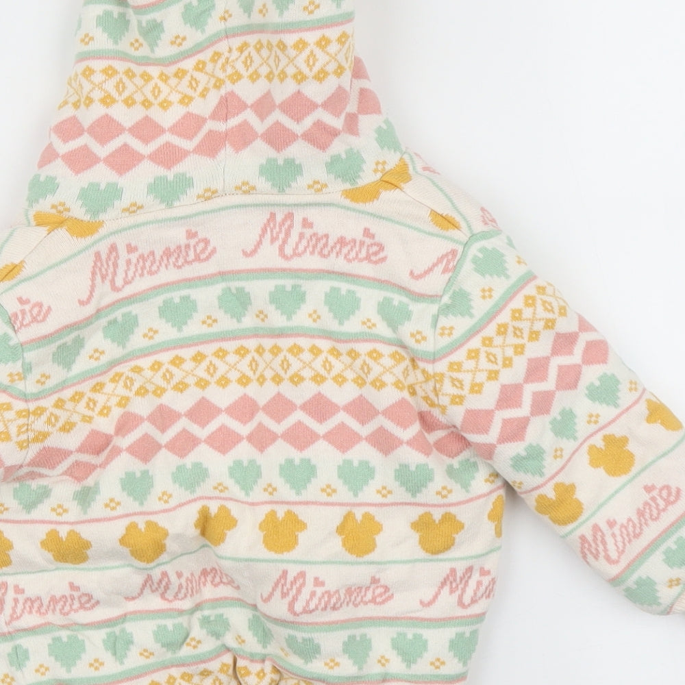 George Girls Multicoloured Argyle/Diamond  Cardigan Jumper Size 18-24 Months  - Minnie Mouse