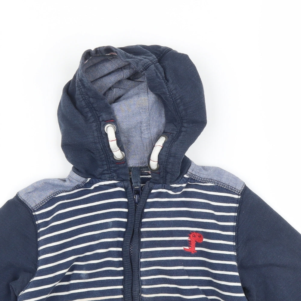 NEXT Boys Blue Striped  Full Zip Hoodie Size 3-4 Years