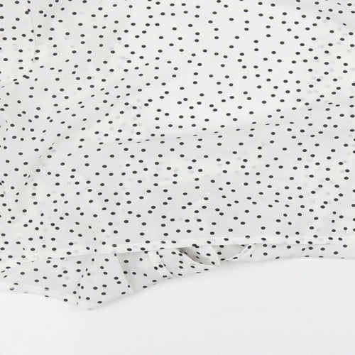 SheIn Womens White Polka Dot  Basic Blouse Size L