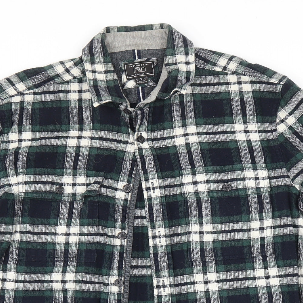 F&F Mens Green Check   Button-Up Size M