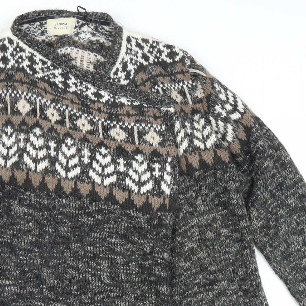 Matalan Womens Grey Argyle/Diamond  Cardigan Jumper Size L