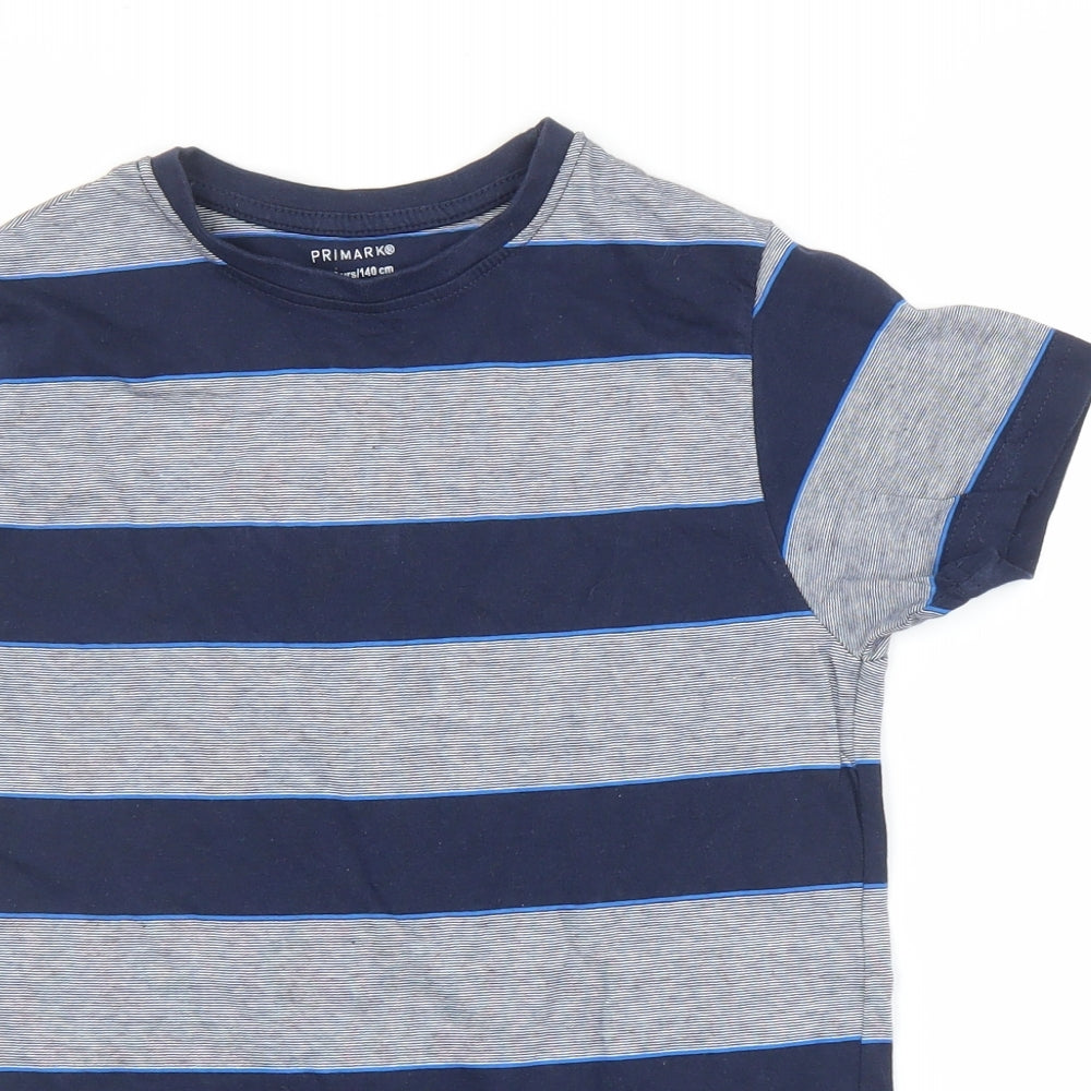Primark Boys Blue Striped  Basic T-Shirt Size 9-10 Years