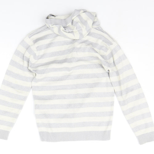 Adams Girls Grey Striped  Cardigan Jumper Size 8 Years