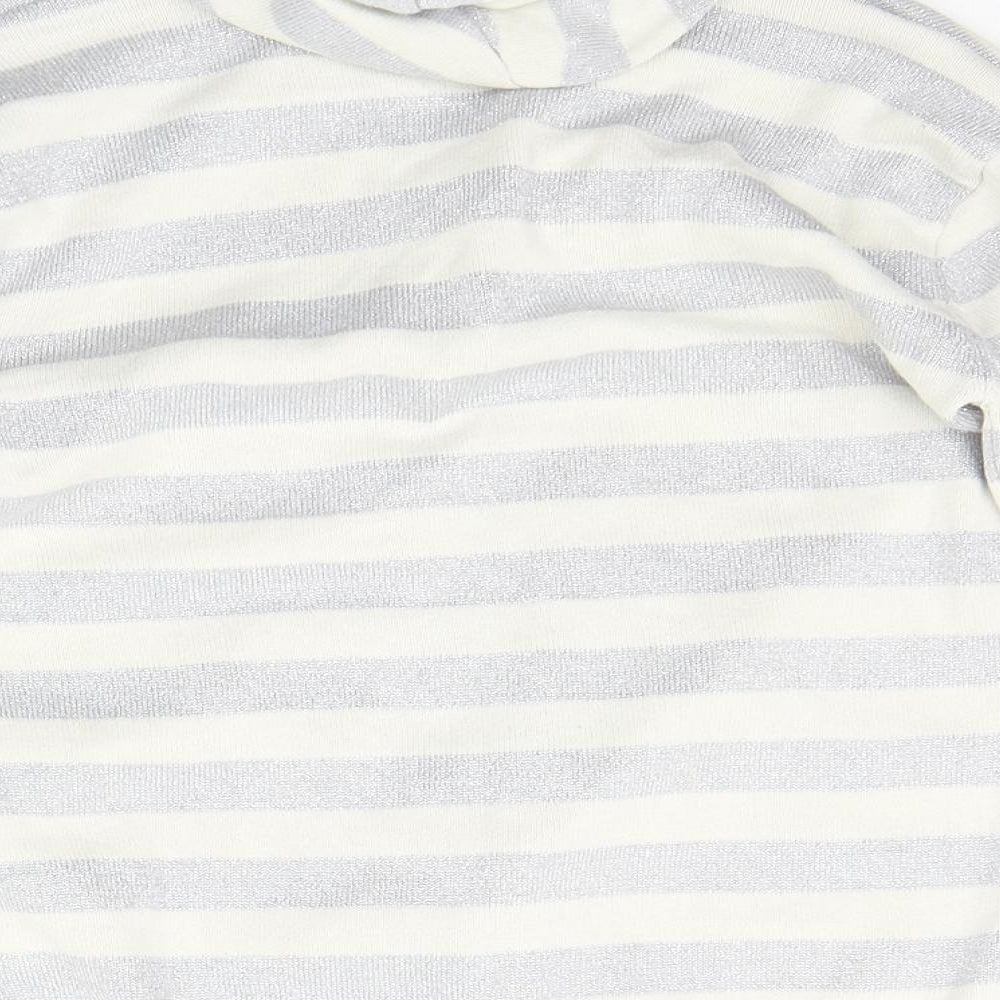 Adams Girls Grey Striped  Cardigan Jumper Size 8 Years