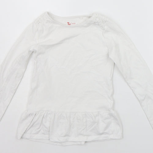 TU Girls White   Basic T-Shirt Size 7 Years