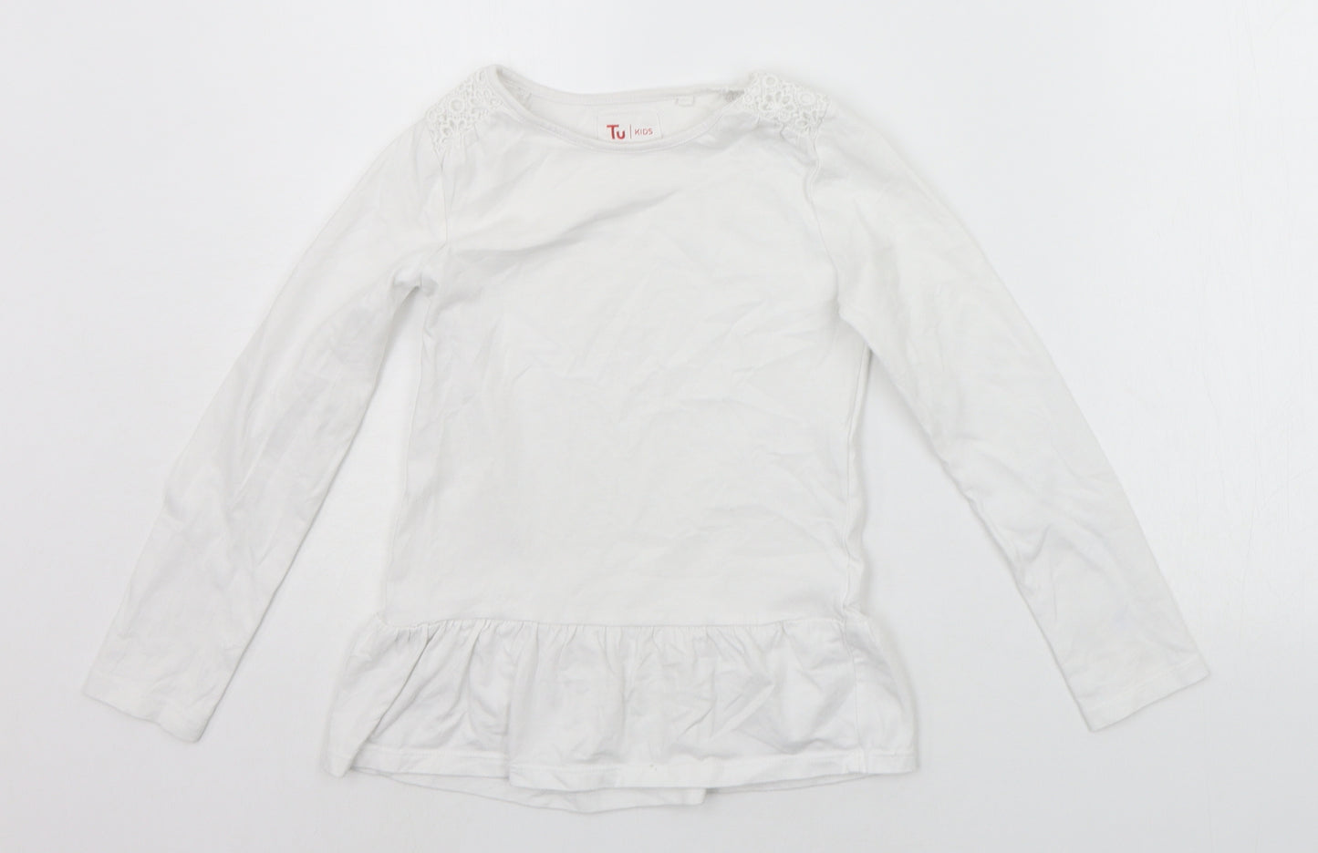 TU Girls White   Basic T-Shirt Size 7 Years