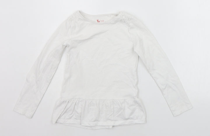 TU Girls White   Basic T-Shirt Size 7 Years