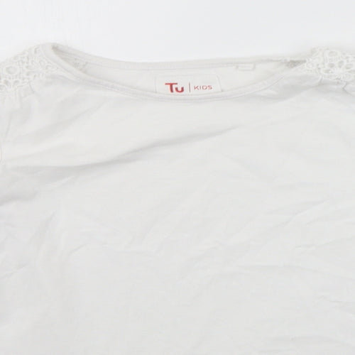 TU Girls White   Basic T-Shirt Size 7 Years