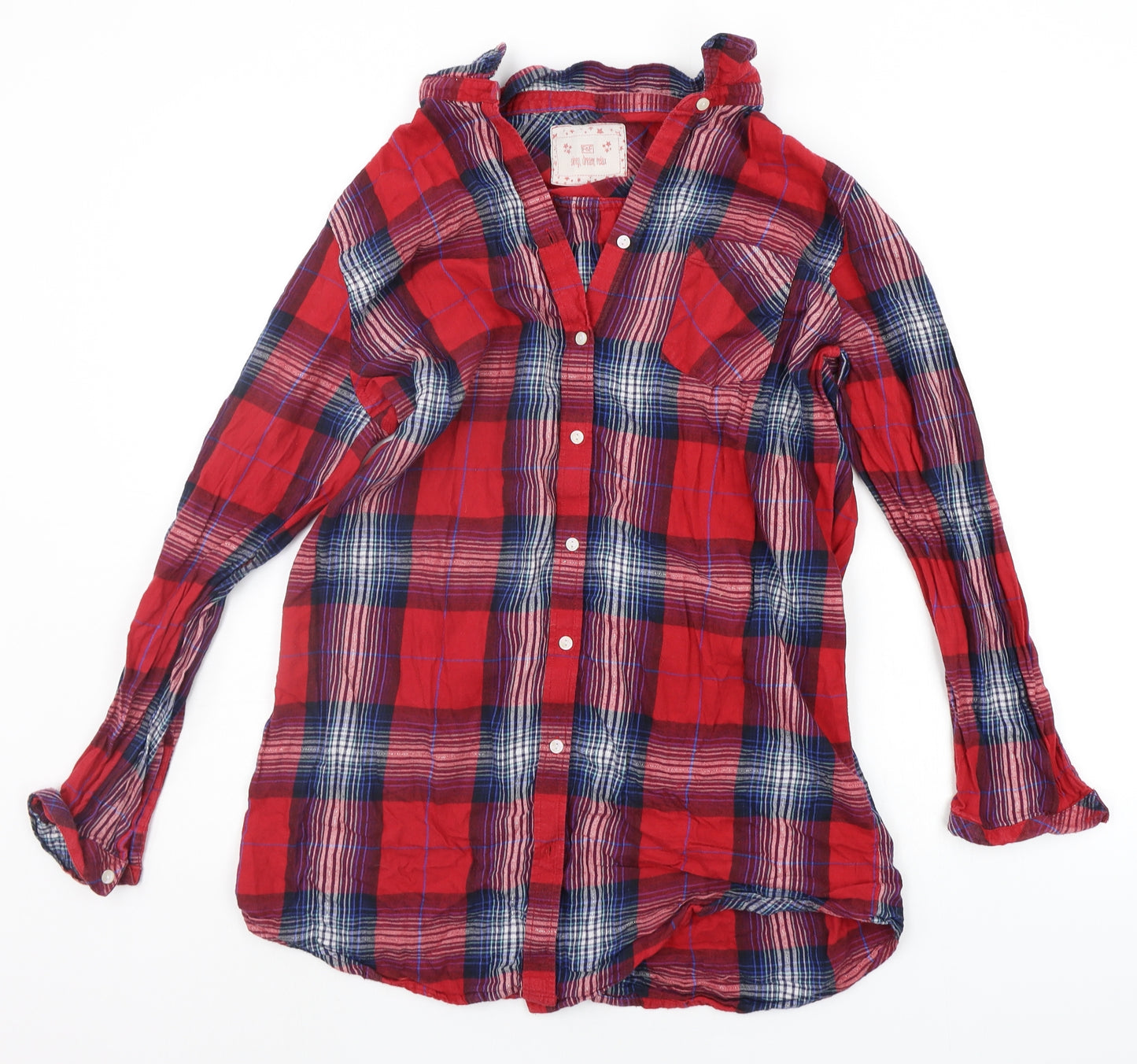 F&F Womens Red Check  Basic Button-Up Size 12