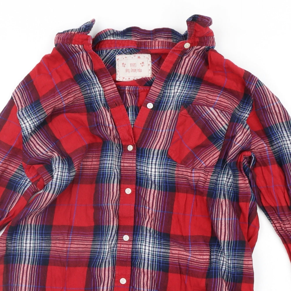 F&F Womens Red Check  Basic Button-Up Size 12