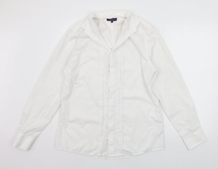 Tailor & Cutter Mens White Button-Up Size 15.5