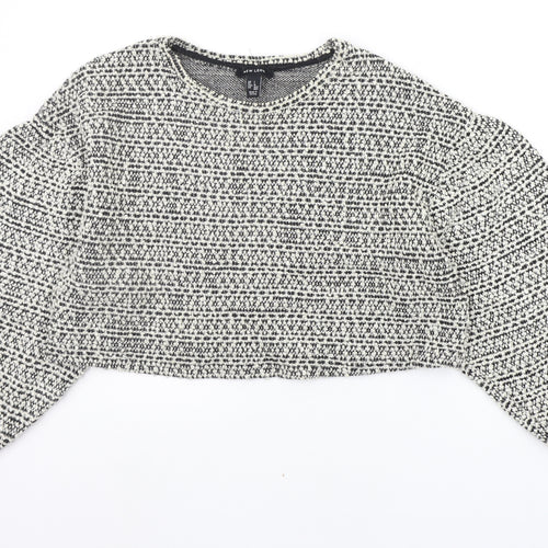 Primark Womens White Geometric  Pullover Jumper Size L