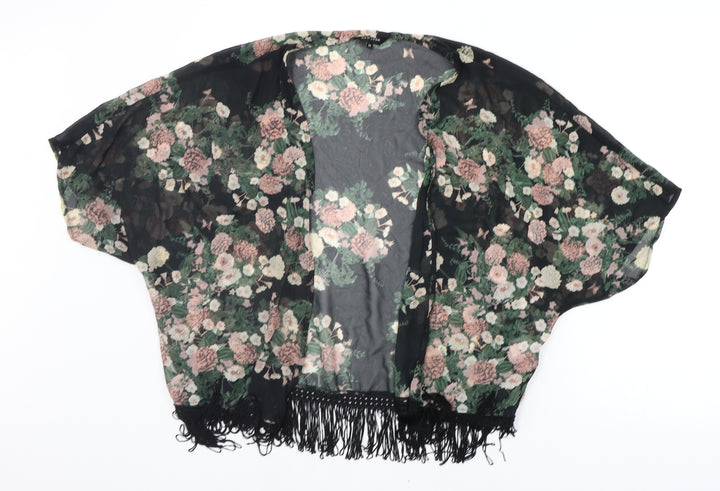 New Look Womens Black Floral  Cardigan Jumper Size 12