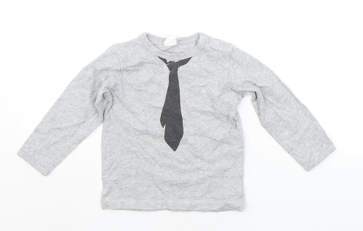H&M Baby Grey Basic T-Shirt Size 18-24 Months - Tie
