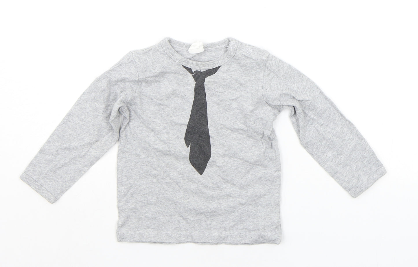 H&M Baby Grey   Basic T-Shirt Size 18-24 Months  - Tie