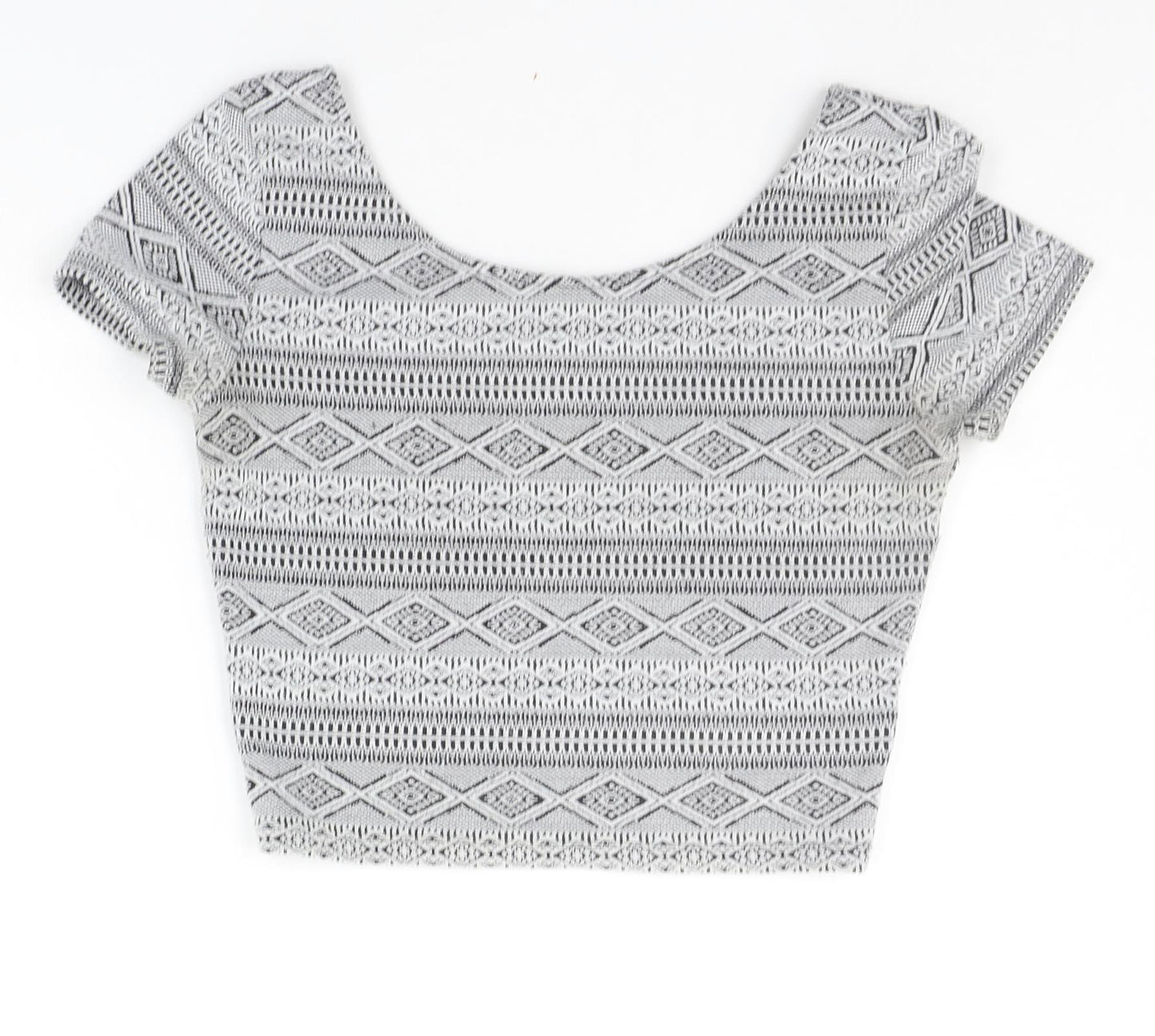 Divided Womens Grey Geometric  Basic Blouse Size S