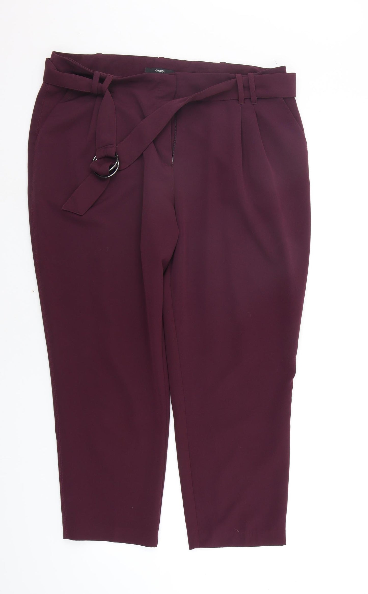 George Womens Purple   Trousers  Size 16 L25 in - BELTED